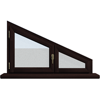 Деревянное окно – трапеция из лиственницы Модель 115 Браун
